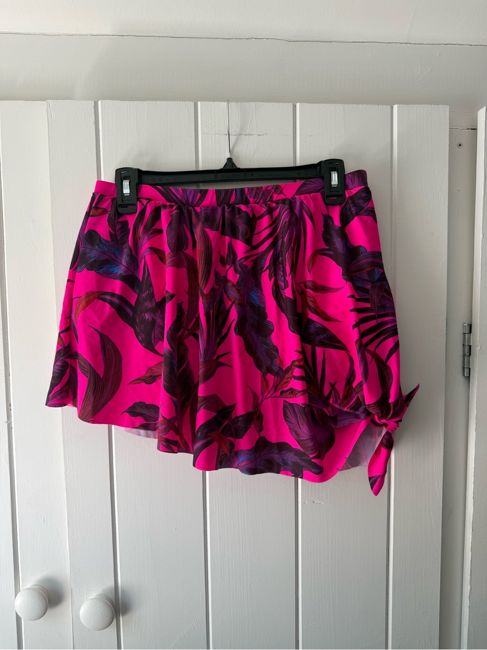 torrid Hot Pink Tropical Swim Skirt with Purple Leaf Print